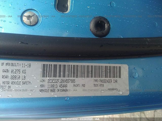 2C3CDZFJ2KH557985 2019 DODGE CHALLENGER фото продажи на аукционе Америки no.9