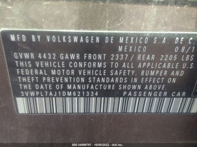 3VWPL7AJ1DM621334 2013 VOLKSWAGEN JETTA SPORTWAGEN фото продажи на аукционе Америки no.9