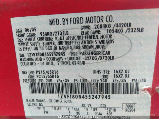 2005 FORD MUSTANG for Sale