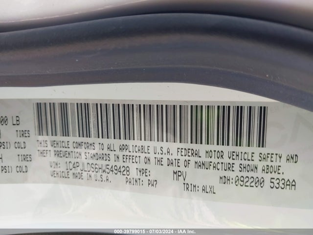 2017 JEEP CHEROKEE Sport Utility | 1C4PJLDS6HW549428 | Bid Export