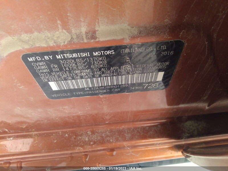 Mitsubishi Mirage 2017г.