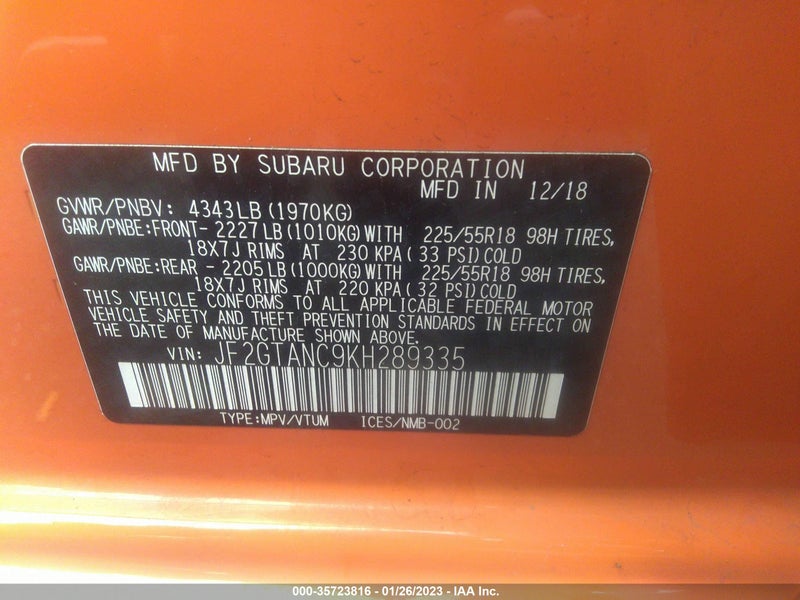 Subaru Crosstrek 2019г.