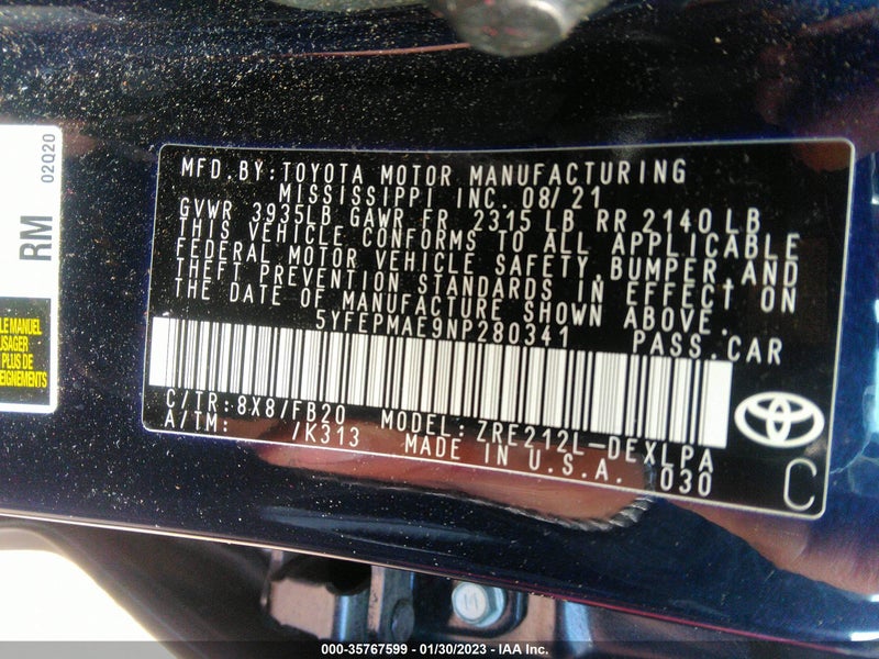 Toyota Corolla 2022г.