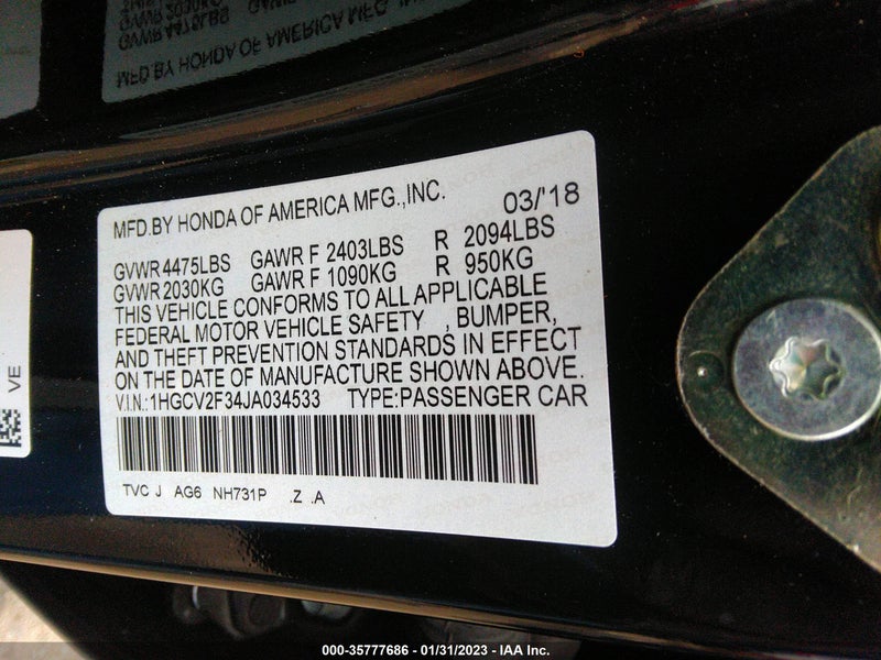 Honda Accord 2018г.