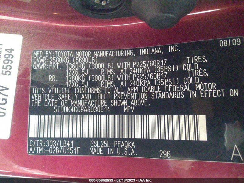 Toyota Sienna 2010г.