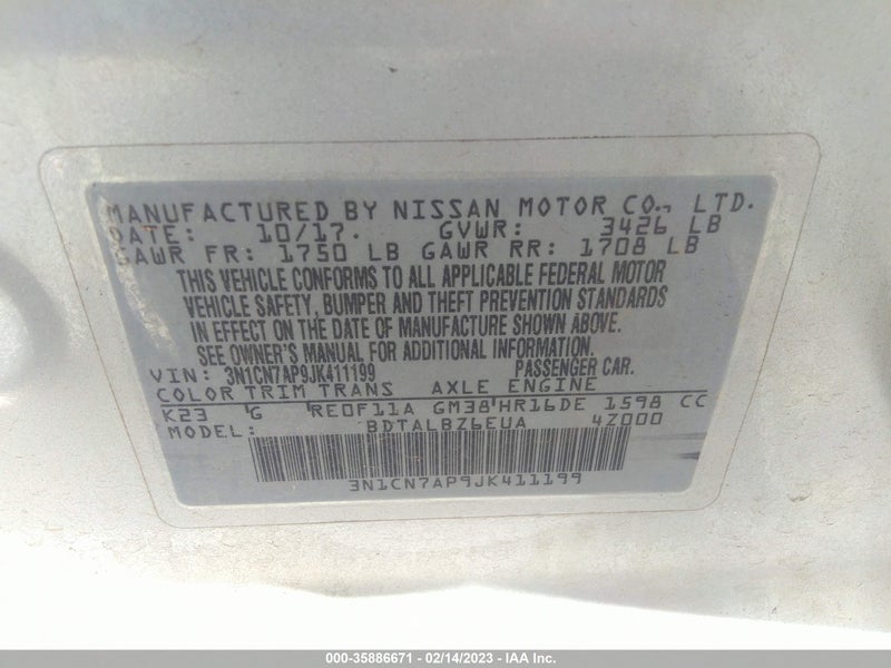 Nissan Versa 2018г.