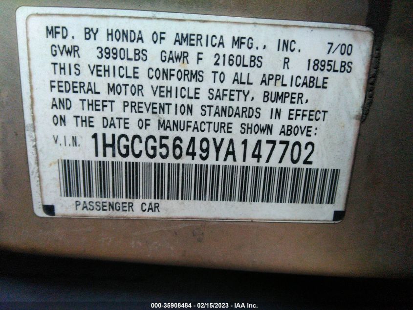 Honda Accord 2000г.