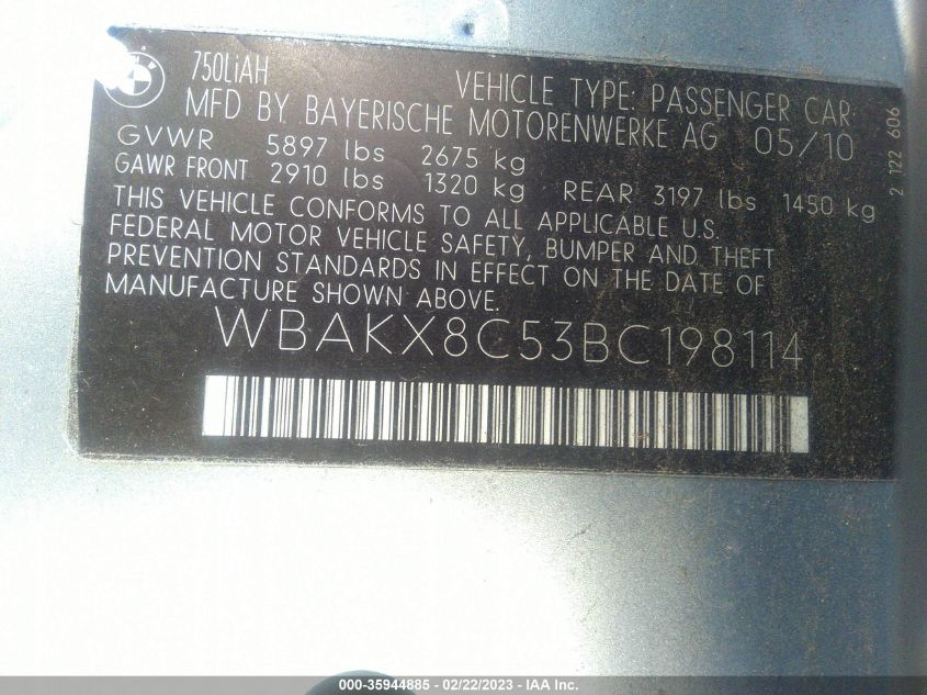 BMW 7 Series 2011г.