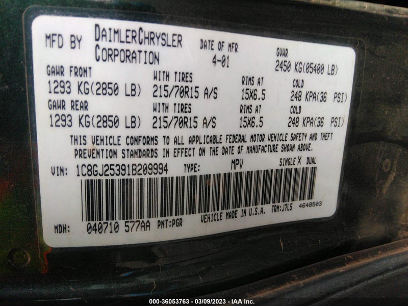 Chrysler Voyager 2001г.