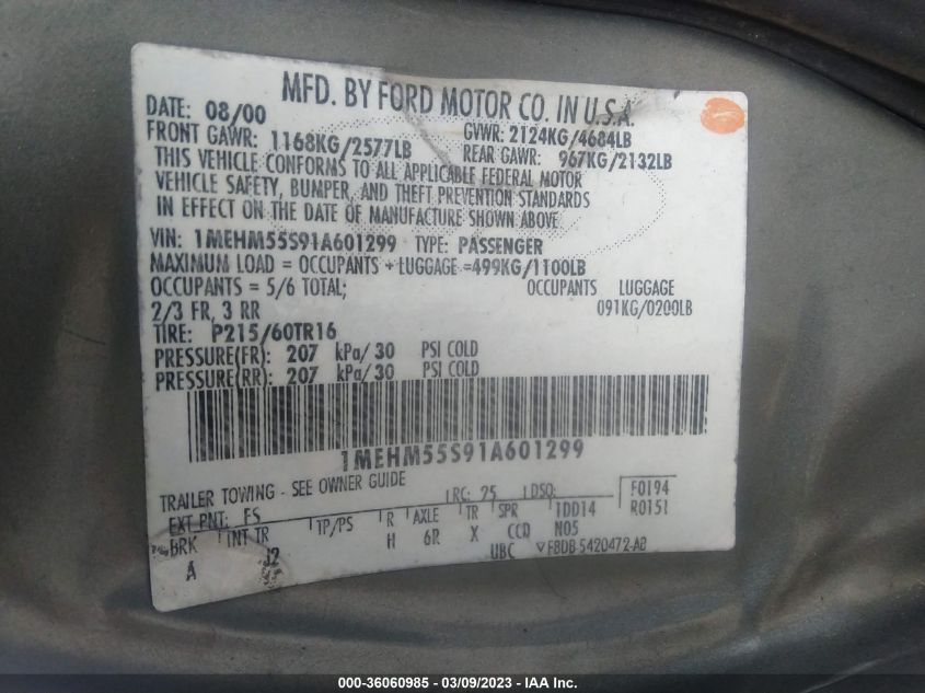 Mercury Sable 2001г.