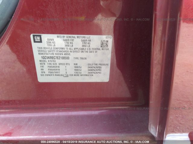 1GCVKREC7EZ108500 2014 CHEVROLET SILVERADO фото продажи на аукционе Америки no.9