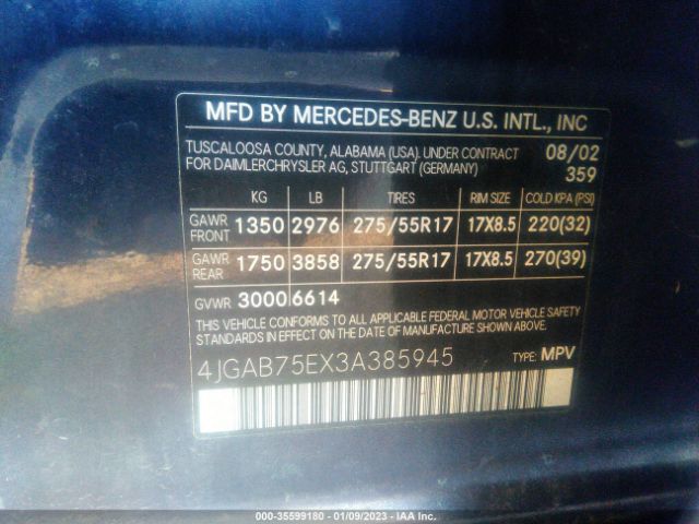 2003 MERCEDES-BENZ M-CLASS for Sale